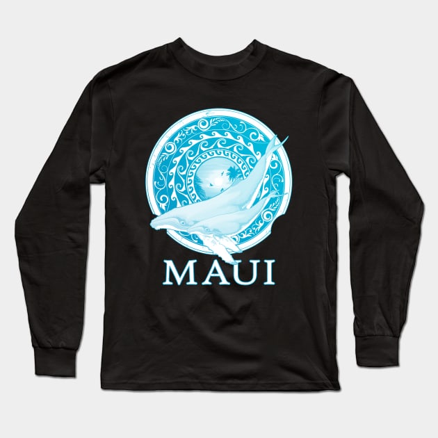 Humpback whales Shield of Maui Long Sleeve T-Shirt by NicGrayTees
